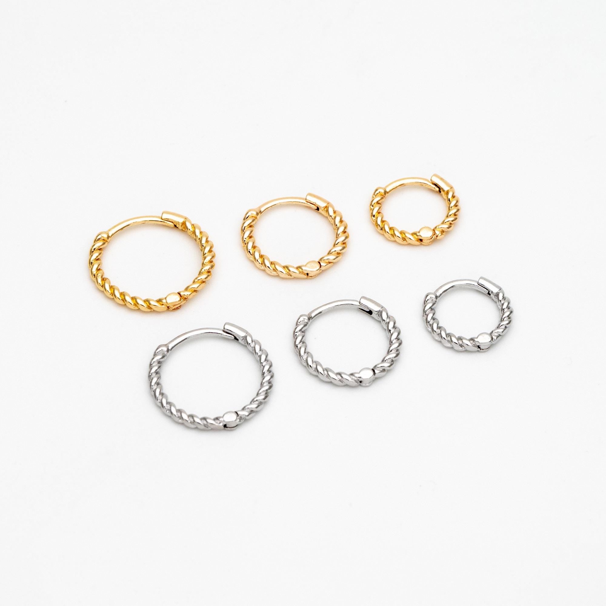10pcs Gold/ Silver Minimalist Hoop Earrings 11/ 13/ 15mm, Gold Huggie Earrings, Huggie Hoops (GB-3457)
